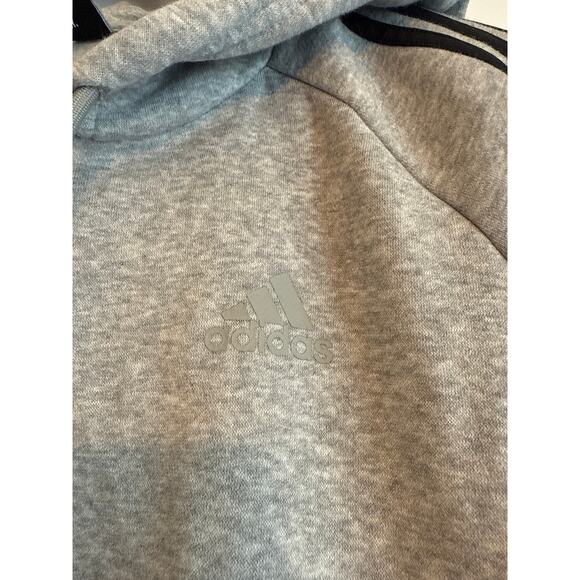 Adidas Womens Athletic Essential Cotton Fleece 3 Stripe Pullover Hoodie - Picture 3 of 7